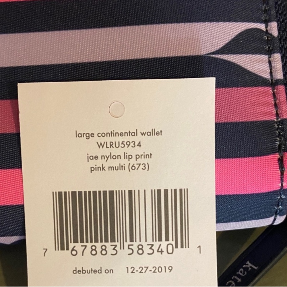 Kate Spade Pink and Blue Large Continental Striped Wallet Jae Nylon - Picture 8 of 8